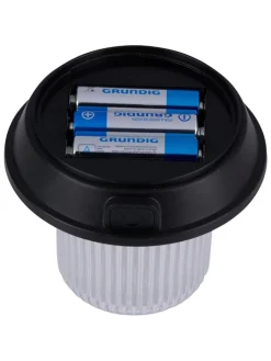GRUNDIG Lichterketten & Deko-Leuchten<2er-Set: LED-Campingleuchten in Schwarz - (H)11,5 x Ø 10,4 cm