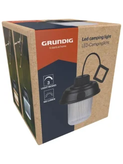 GRUNDIG Lichterketten & Deko-Leuchten<2er-Set: LED-Campingleuchten in Schwarz - (H)11,5 x Ø 10,4 cm