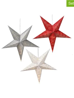 Profiline Lichterketten & Deko-Leuchten<3er-Set: LED-Dekoleuchten in Rot/ Silber/ Weiß - Ø 60 cm