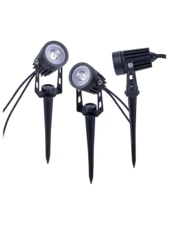 näve Außenleuchten<3er-Set: LED-Gartenstecker in Schwarz - (H)9 x Ø 4 cm