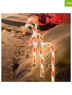 Profiline Gartendekoration|Gartendekoration<4er-Set: LED-Gartenstecker in Rot/ Weiß - (H)44 cm