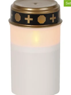 STAR Trading Außenbeleuchtung<4er-Set: LED-Grablichter ''Serene'' in Weiß/ Gold - (H)12 x Ø 7 cm