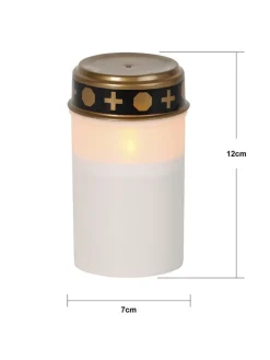 STAR Trading Außenbeleuchtung<4er-Set: LED-Grablichter ''Serene'' in Weiß/ Gold - (H)12 x Ø 7 cm