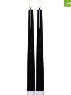 STAR Trading Kerzen, Vasen & Mehr<2er-Set: LED-Kerzen "Flamme Candy" in Schwarz - (H)26 cm