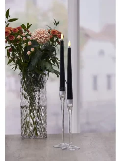 STAR Trading Kerzen, Vasen & Mehr<2er-Set: LED-Kerzen "Flamme Candy" in Schwarz - (H)26 cm