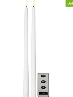 STAR Trading Tischleuchten<2er-Set: LED-Kerzen "Flamme Slim" in Weiß - (L)38 cm