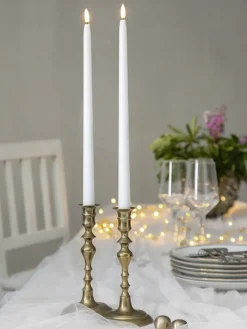 STAR Trading Tischleuchten<2er-Set: LED-Kerzen "Flamme Slim" in Weiß - (L)38 cm