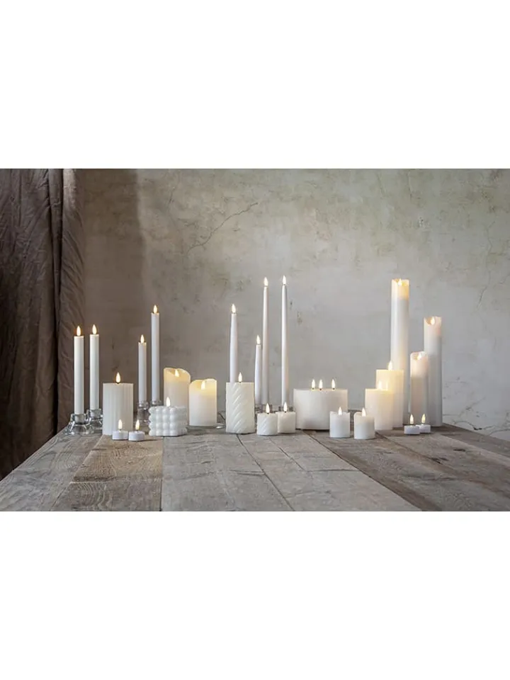 STAR Trading Tischleuchten<2er-Set: LED-Kerzen "Flamme Slim" in Weiß - (L)38 cm