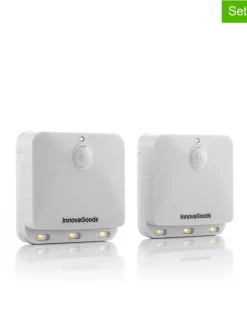 InnovaGoods Lichterketten & Deko-Leuchten<2er-Set: LED-Panel in Grau - (B)6 x (H)6 x (T)2 cm