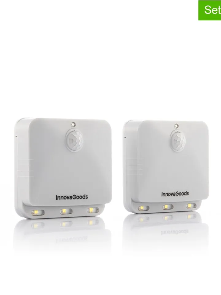 InnovaGoods Lichterketten & Deko-Leuchten<2er-Set: LED-Panel in Grau - (B)6 x (H)6 x (T)2 cm