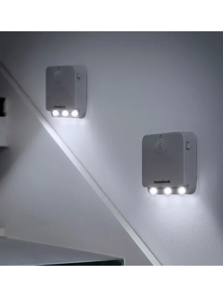 InnovaGoods Lichterketten & Deko-Leuchten<2er-Set: LED-Panel in Grau - (B)6 x (H)6 x (T)2 cm