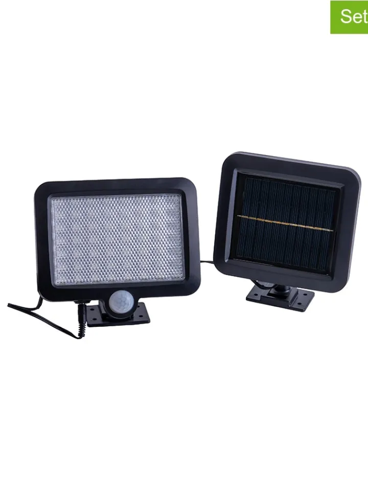 näve Außenleuchten|Außenbeleuchtung<2er-Set: LED-Solar-Außenwandleuchten "Pepe" in Schwarz - (L)15 x (B)13 cm