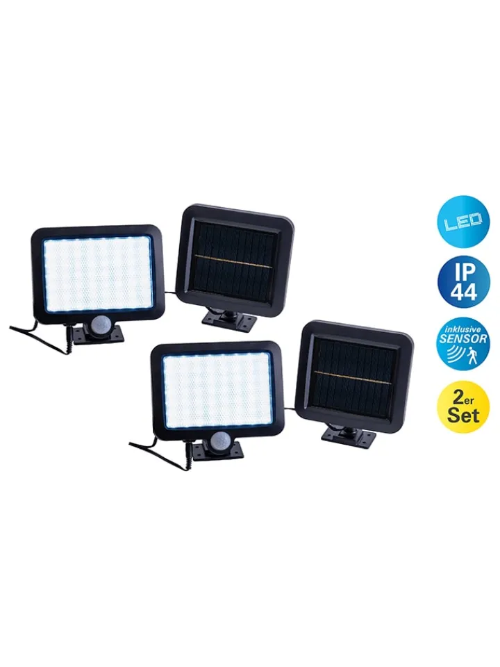 näve Außenleuchten|Außenbeleuchtung<2er-Set: LED-Solar-Außenwandleuchten "Pepe" in Schwarz - (L)15 x (B)13 cm