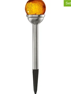 STAR Trading Außenbeleuchtung|Außenleuchten<2er-Set: LED-Solar-Gartenstecker "Roma 2" in Silber/ Orange - (H)28 cm