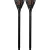 STAR Trading Außenbeleuchtung<2er-Set: LED-Solar-Gartenstecker "Flame" in Schwarz - (H)50 cm