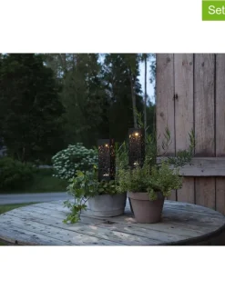 STAR Trading Außenbeleuchtung<2er-Set: LED-Solar-Gartenstecker "Izola" in Schwarz - (H)18 cm