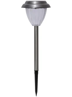 STAR Trading Außenbeleuchtung|Außenleuchten<4er-Set: LED-Solar-Gartenstecker "Palma" in Silber - (L)28 x (B)12 cm