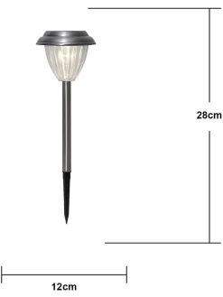 STAR Trading Außenbeleuchtung|Außenleuchten<4er-Set: LED-Solar-Gartenstecker "Palma" in Silber - (L)28 x (B)12 cm