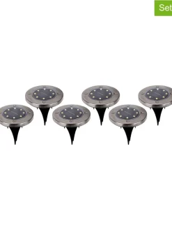 näve Außenbeleuchtung|Außenleuchten<6er-Set: LED-Solar-Gartenstecker "Kian" in Silber - (H)14 cm