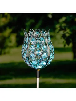 Garden Hero Außenbeleuchtung<2er-Set: LED-Solar-Gartenstecker "Kristallblume" mit Farbwechsel - (H)65 cm