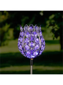 Garden Hero Außenbeleuchtung<2er-Set: LED-Solar-Gartenstecker "Kristallblume" mit Farbwechsel - (H)65 cm