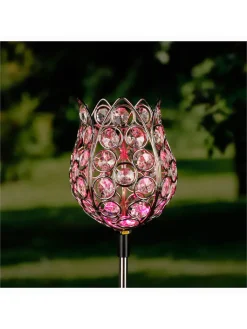 Garden Hero Außenbeleuchtung<2er-Set: LED-Solar-Gartenstecker "Kristallblume" mit Farbwechsel - (H)65 cm