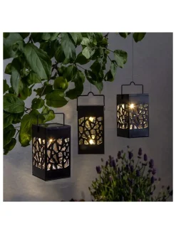 STAR Trading Außenbeleuchtung|Außenleuchten<3er-Set: LED-Solar-Laternen "Izola" in Schwarz - (B)6 x (H)11 x (T)6 cm