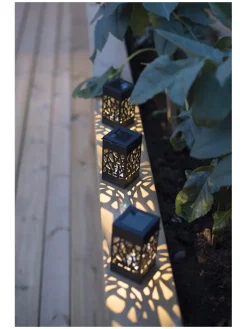 STAR Trading Außenbeleuchtung|Außenleuchten<3er-Set: LED-Solar-Laternen "Izola" in Schwarz - (B)6 x (H)11 x (T)6 cm