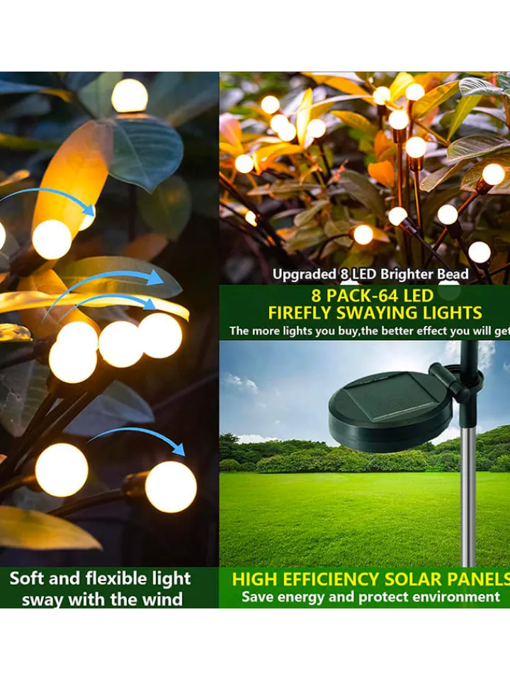 lumisky Außenbeleuchtung|Außenleuchten<3er-Set: LED-Solarleuchten in Schwarz - (H)70 cm