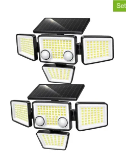lumisky Außenbeleuchtung|Außenleuchten<2er-Set: LED-Solarleuchten in Schwarz - (B)26,7 x (H)15,3 cm