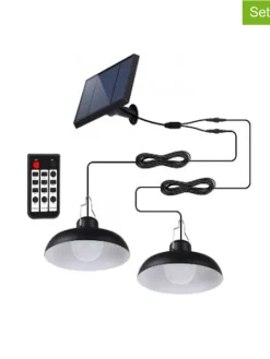 lumisky Außenleuchten<2er-Set: LED-Solarleuchten "Waren" in Schwarz - Ø 18 cm