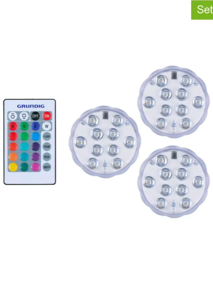 GRUNDIG Lichterketten & Deko-Leuchten<3er-Set: LED-Spots in Transparent - Ø 6,9 cm