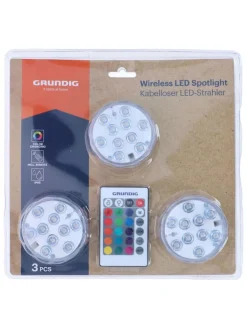 GRUNDIG Lichterketten & Deko-Leuchten<3er-Set: LED-Spots in Transparent - Ø 6,9 cm