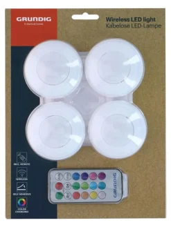 GRUNDIG Lichterketten & Deko-Leuchten<4er-Set: LED-Spots in Weiß - Ø 19 cm