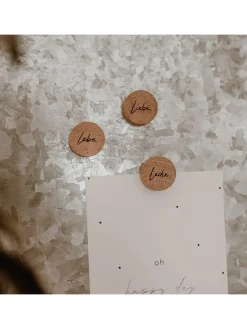 Eulenschnitt Wohndekoration<3er-Set: Magnete "Lebe Liebe Lache" in Natur - Ø 2,5 cm