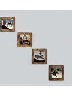Evila Wanddekoration<4er-Set: Memoboards "Aa066" in Natur - (B)15 x (H)15 cm