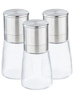 Chefware Koch- & Backutensilien|Gedeckter Tisch<3er-Set: Mini-Edelstahl-Salz-/ Pfeffermühlen - (H)5,6 x Ø 3,2 cm