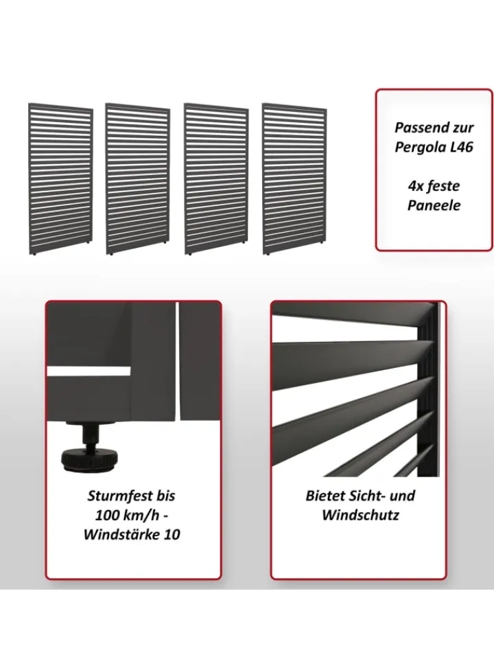 MCW Gartenmöbel<4er-Set Paneele für Pergola 46, Anthrazit