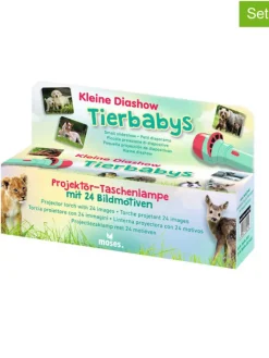 moses. Leuchtmittel<2er-Set: Projektor-Taschenlampe "Tierbabys" in Grün - ab 3 Jahren