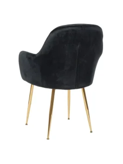MCW Möbel-Sets<6er-Set Retro Esszimmerstuhl F18, Samt schwarz, goldene Beine