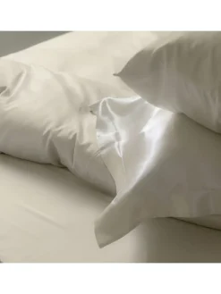 Schiesser Kissen & Kissenhüllen<2er-Set: Satin-Kissenhüllen "Ella" in Creme
