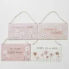 Boltze Wanddekoration<4er-Set: Schilder "Canea" in Rosa/ Weiß - (B)28 x (H)16 cm