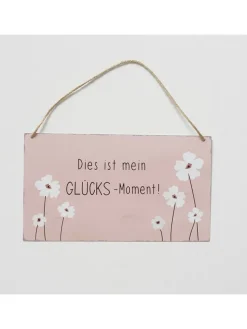 Boltze Wanddekoration<4er-Set: Schilder "Canea" in Rosa/ Weiß - (B)28 x (H)16 cm