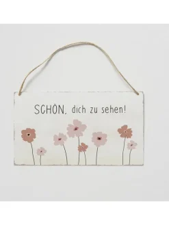 Boltze Wanddekoration<4er-Set: Schilder "Canea" in Rosa/ Weiß - (B)28 x (H)16 cm