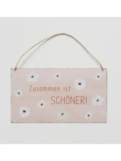 Boltze Wanddekoration<4er-Set: Schilder "Canea" in Rosa/ Weiß - (B)28 x (H)16 cm