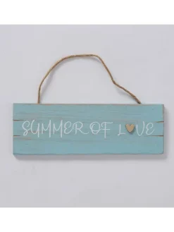 Boltze Wanddekoration<2er-Set: Schilder "Summer of Love" in Türkis/ Pink - (B)30 x (H)10 cm