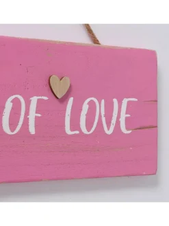 Boltze Wanddekoration<2er-Set: Schilder "Summer of Love" in Türkis/ Pink - (B)30 x (H)10 cm