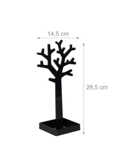 relaxdays Schmuckkästen<2er-Set: Schmuckständer Baum in Schwarz/Weiß