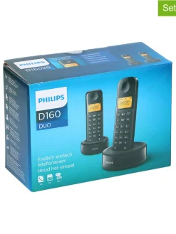 Philips Smartphones & Zubehör<2er-Set: Schnurlose Telefone "D1602B/01 Dual"