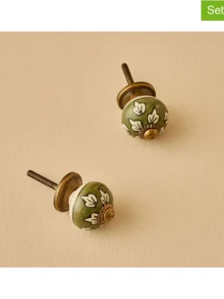 BELLA MAISON Wohndekoration<2er-Set: Schrankgriffe ''Vera'' in Grün - (H)6,5 x Ø 3 cm